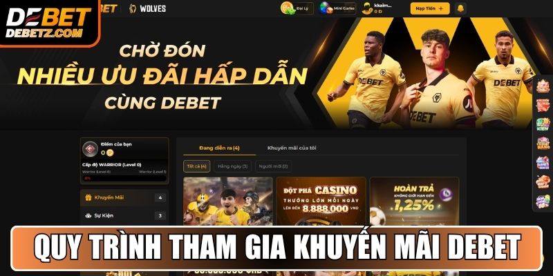 Khuyến Mãi DEBET - Ưu Đãi Siêu Hấp Dẫn Dành Cho Hội Viên 4 Quy trình tham gia khuyến mãi DEBET cho tân binh