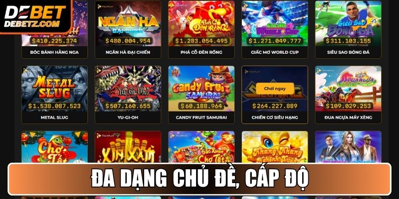 Đa dạng chủ đề, cấp độ