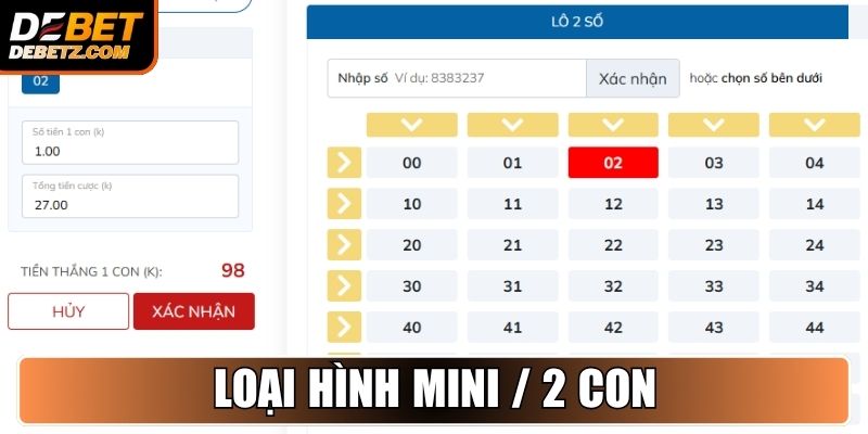 Xổ Số Nhanh DEBET - Trào Lưu Quay Số Đổi Thưởng Tốc Độ 3 Loại hình mini / 2 con